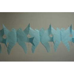 déco en papier : guirlande de colombe 4m bleu ciel