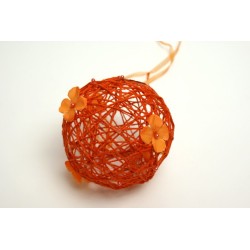déco naturelle orange : boule en osier 12cm
