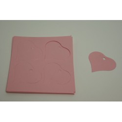 étiquettes à dragées « cœur nacré rose »   (les 12)