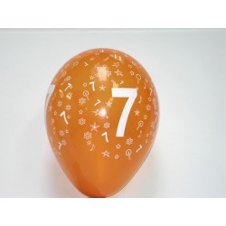 déco : ballons MULTICOLORE  30cm imprimés « chiffre 7 » (les 8)