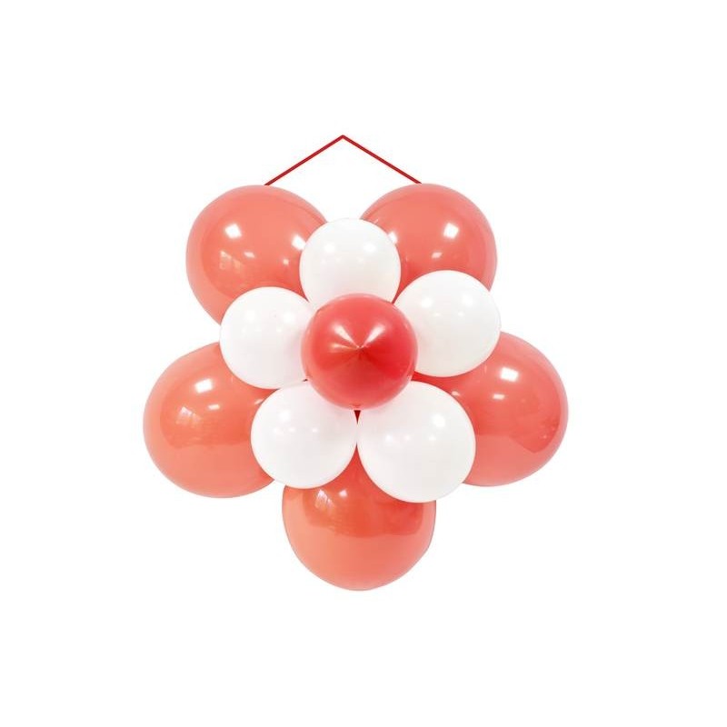 Kit décor rosace ballon mariage rouge et blanc
