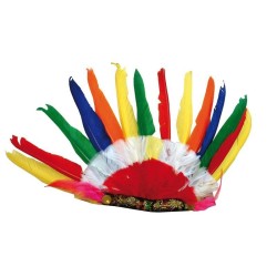 Coiffe indien multicolore 14 plumes