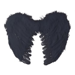 Ailes d'ange en plumes - 40 x 32 cm - noir
