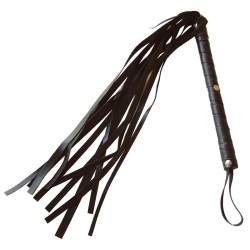Fouet à lanières - imitation cuir - noir - 65 cm