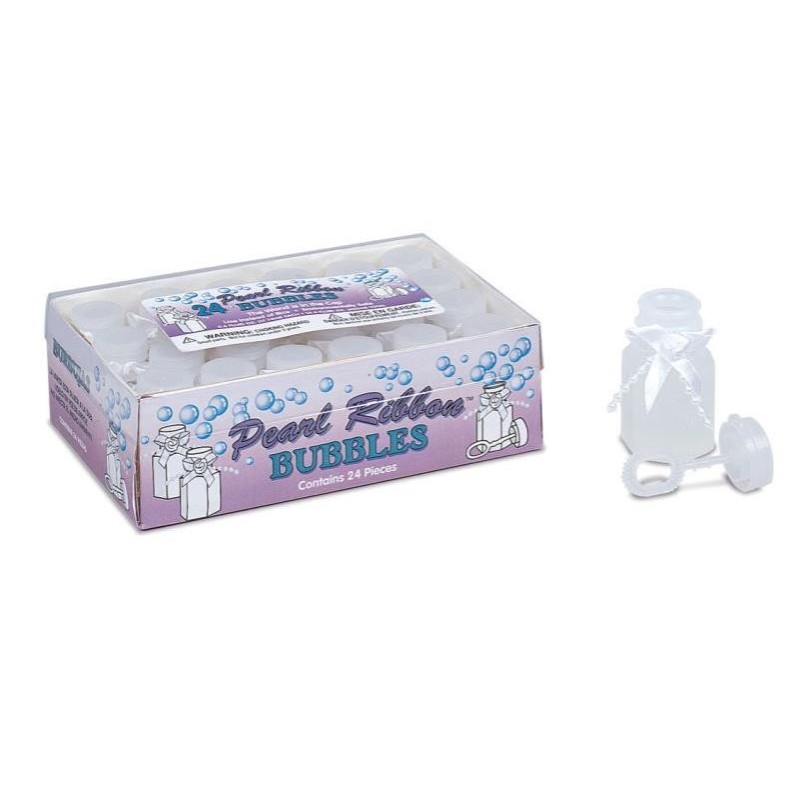 24 Bouteilles bulles à savon avec perle et noeud