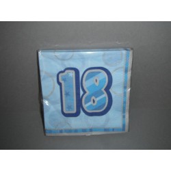 16 serviettes papier 18 ans bleues