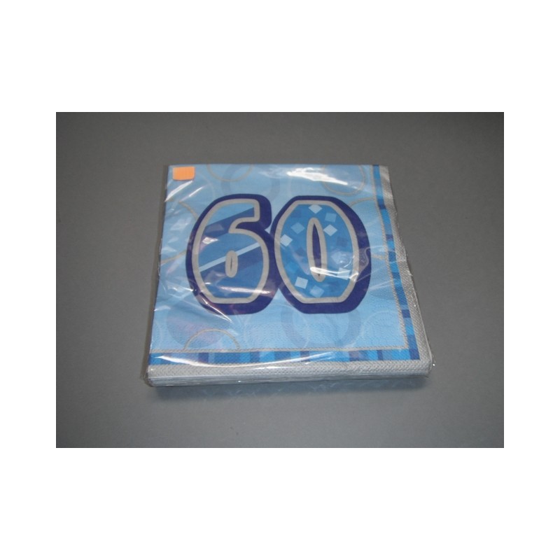 16 serviettes papier 18 ans bleues