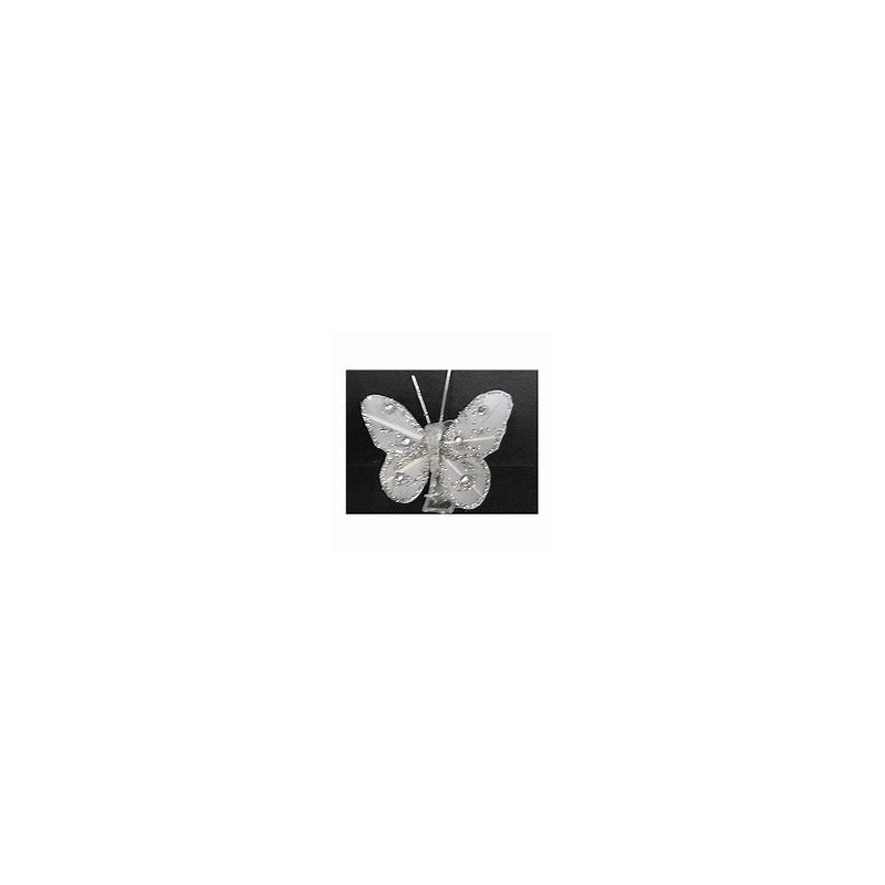 4 Papillons sur pince à linge  gris argenté - AD 75