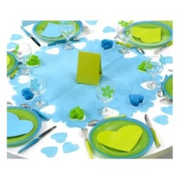 Centre de table rond perforé cœurs turquoise ( x 5)