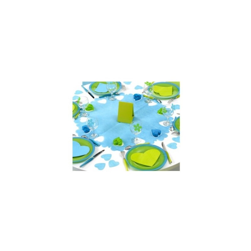 Centre de table rond perforé cœurs turquoise ( x 5)