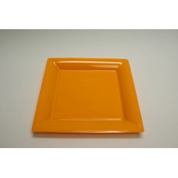 12 assiettes plastique carrées 30 cm orange (mandarine)